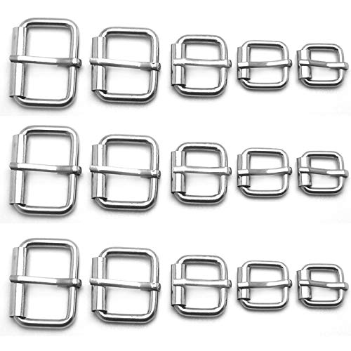 Assorted Multi-Purpose Metal Roller Buckles Belts Hardware Pin Buckle for Bags Leather Belt - color: Silver, Assorted Inches