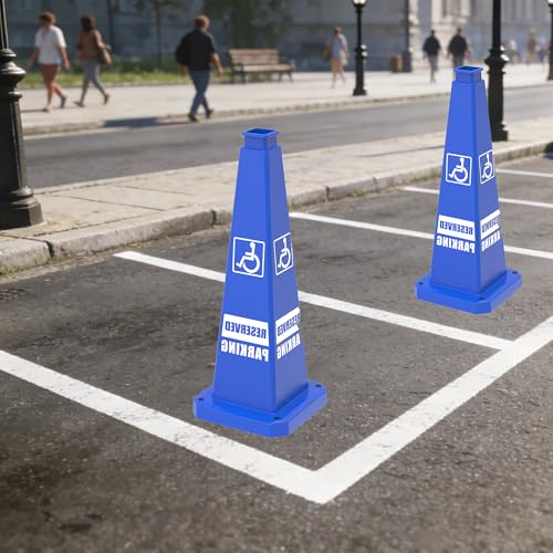 28" Blue Accessible Safety Cones 6-Pack with Rubber Base - color: Blue, size: 28"