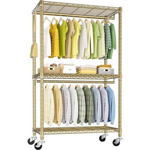 FUTASSI P3 Rolling Clothes Rack, Clothing Racks for Hanging Clothes, Gold - color: Gold, size: P3