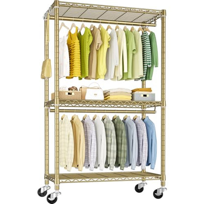 FUTASSI P3 Rolling Clothes Rack, Clothing Racks for Hanging Clothes, Gold - color: Gold, size: P3