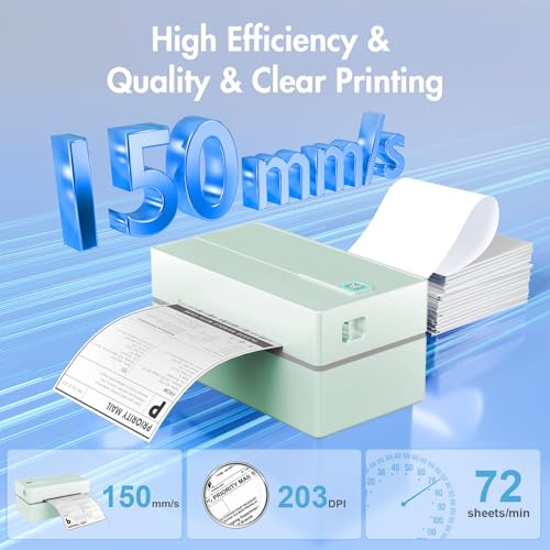 Thermal Shipping Label Printer 4x6 Bluetooth Label Maker for Small Business - color: Green