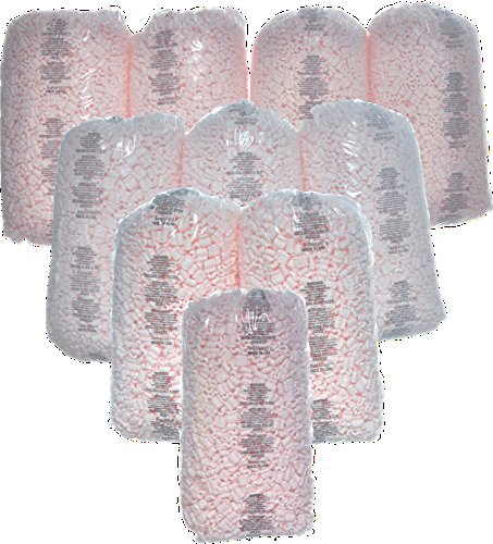 Bubblefast! Brand 35 cu. ft. (225 gallons) Pink Anti Static Packing Peanuts Popcorn (3.5 cu. ft x 10 Bags) - size: 35 cu. ft.