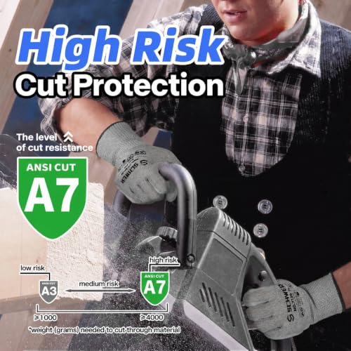 Schwer 3 Pairs A6/A7 (Send Randomly) Cut Resistant Work Gloves, CR7120, L - color: Grey, size: Large