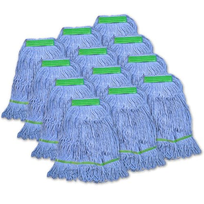 Super Clean Planet Heavy Duty Mop Head Refill (12-Pack) – Industrial Blue Cotton, Looped-End Wet Mop Heads for General, Commercial, Janitorial & Floor Cleaning - size: 12 pk