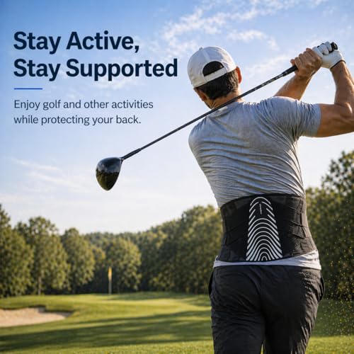 Adjustable Back Brace for Men Lower Back Pain, Modern Back Support Belt - size: L(Waist: 39.5"-49")