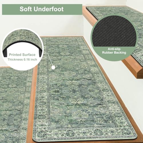 OJIA Non-Slip Stair Treads for Wooden Steps 30"X8" Indoor Stair Runners - color: Green, size: 30" x 8"