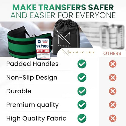 Transfer Sling 300lbs Transfer Belt for Elderly Gait Belts for Seniors Heavy Duty Patient Lift Belt Mobility Standing Lifting Aid for Disabled Elderly Injured Safely Move from Bed Wheelchair