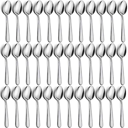36-Piece Tea Spoons Set - 5.9" Stainless Steel Tea Spoon Silverware, Durable Small Spoons, Cost-effective Teaspoon Set of 36 for Home Kitchen Restaurant - Mirror Polished, Dishwasher Safe - size: 36p Tea Spoons