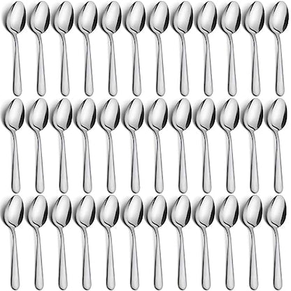 36-Piece Tea Spoons Set - 5.9" Stainless Steel Tea Spoon Silverware, Durable Small Spoons, Cost-effective Teaspoon Set of 36 for Home Kitchen Restaurant - Mirror Polished, Dishwasher Safe - size: 36p Tea Spoons