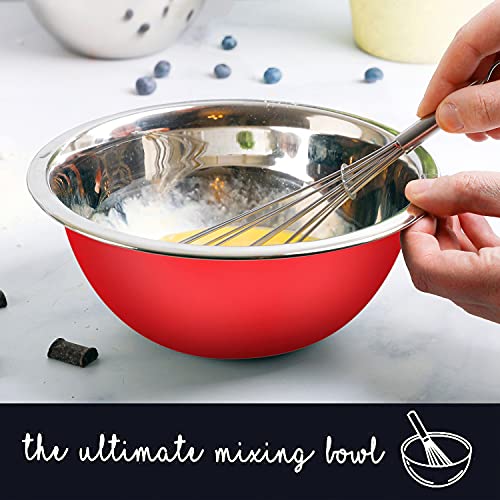 WHYSKO Stainless Steel Mixing Bowls Set, 5-Piece Meal Prep & Food Storage - color: Red