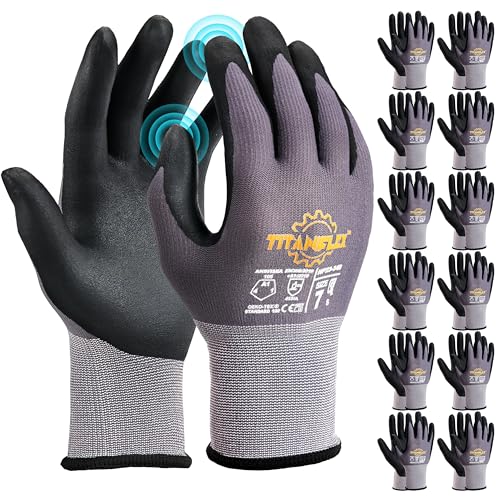 TitanFlex Work Gloves, MicroFoam Nitrile Coated, Seamless Knit Nylon - color: 12 Pairs, size: X-Large