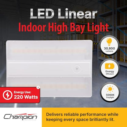 1-Pack LED High Bay Lights, 21,150 Lumens 220W Industrial Linear Fixture, 5000K Daylight, 141LM/W Efficiency, 277-480V High Voltage, CRI>80, Warehouse Grade, 7-Year Warranty - size: 220(277-480V)