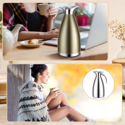 Uiifan 2 Pcs 68oz Thermal Coffee Carafe,Champaign Gold, Sliver - color: Champaign Gold, Sliver