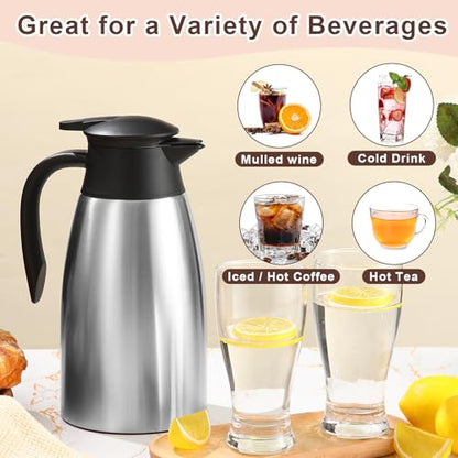 Norme 2 Pcs Thermal Coffee Carafe Creamer, Silver, 51 oz - color: Silver, size: 51 oz