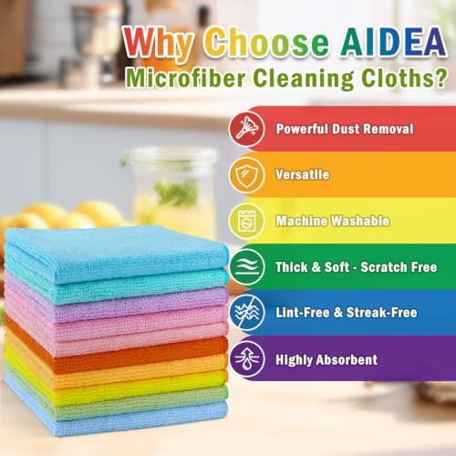 AIDEA Microfiber Cleaning Cloth, 50PK, Cleaning Rags, 11.5"×11.5" - color: Multi-colored