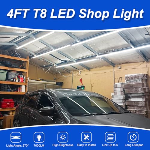 XLNYUUI Led Shop Lights,4FT LED Light 50W 6500K 7000LM Led Daylight,Garage Light Linkable Clear Cover Integrated V-Shape for Garage Warehouse Workbench Workshop(8-Pack) - size: 4FT 8PACK