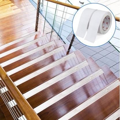 BOMEI PACK Anti Slip Traction Tape,2 Inch x 16.5 Ft,Heavy Duty Non Slip Tape,Grip Tape for Stairs, Tread Step, Indoor & Outdoor Use,Waterproof Stairs Non Skid Treads (White) - color: White