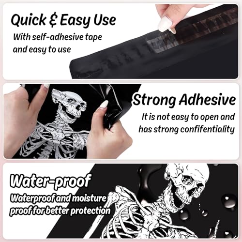 JarThenaAMCS 100Pcs Halloween Poly Mailers 10 x 13 Inch Skeleton Packaging Bags Self Seal Mailing Envelope Bags for Small Business Clothing Gift - style: skeleton