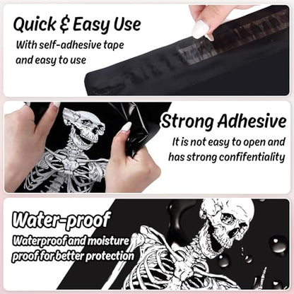 JarThenaAMCS 100Pcs Halloween Poly Mailers 10 x 13 Inch Skeleton Packaging Bags Self Seal Mailing Envelope Bags for Small Business Clothing Gift - style: skeleton
