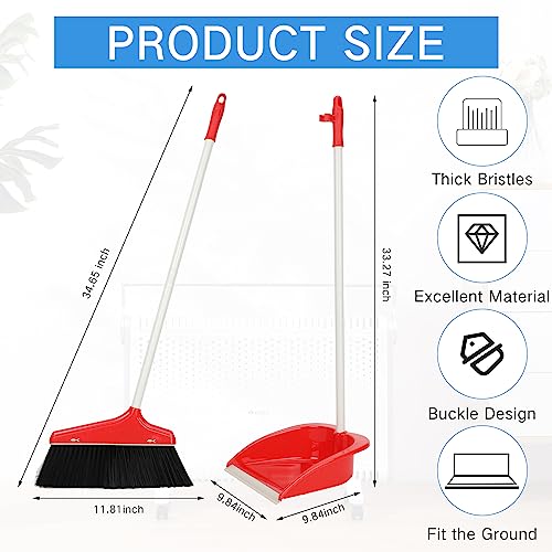 WILLBOND 8Set Broom and Dustpan Set Long Hand Broom with Dustpan Combo Bulk