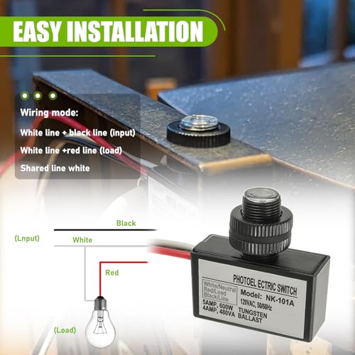 105V-130V AC Photocell Light Sensor Light Control Sensor Photoelectric Switch Dusk to Dawn Sensor with Automatic Illumination Detection Circuit for Outdoor Lighting Photoelectric Switch,2 Pack - size: 2 Pack