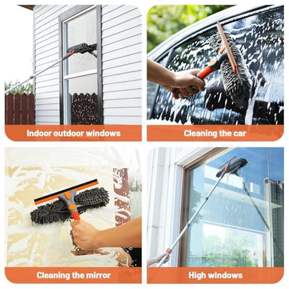 Eazer 65'' Squeegee Window Cleaner 2 in 1 Rotatable Window Cleaning Tool Kit with Telescopic Pole, Window Washing Equipment with Bendable Head for Indoor/Outdoor Window and Car Glass - EAW01 Pro - size: 65inch