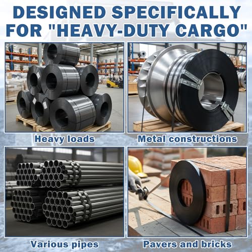 LEIFIDE 1/2" x 0.02" x 500' Steel Strapping Coil 1100 Lbs Break Strength Painted & Waxed Heavy-Duty Metal Banding Cut-Resistance Self-Dispensing Box for Pallet Brick Pipe Lumber Heavyweight Bundling