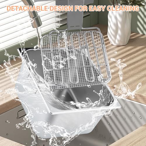 Commercial Electric Deep Fryer, 11L(11.55Qt) Single Removable Basket and Lid Stainless Steel Fast Heat Up Electric Countertop Fryer for Home and Commercial Restaurant Use, 304SS - size: 11L 304