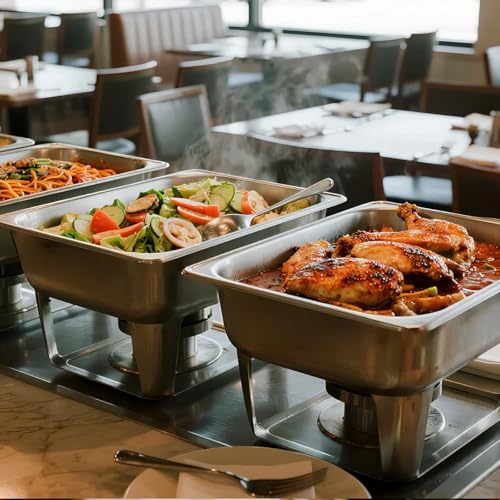 VEVOR 6 Pack Stainless Steam Hotel Pans, 1/2 Size Table Steam Pan, 4 Inch Deep Anti Jam Restaurant Supplies Reusable Rustproof Catering Storage for Home, Party, Restaurant, Hotel, Buffet - size: 1/2 Size, style: 4 Inch Deep