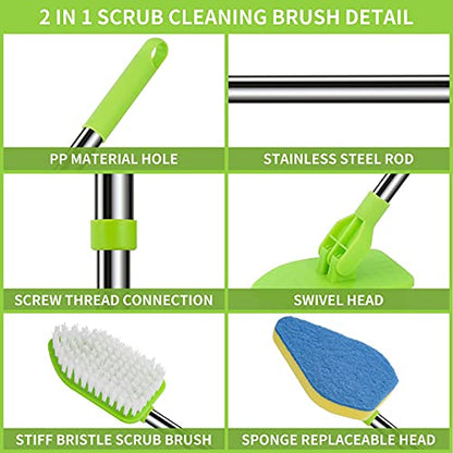 Extendable Scrub Cleaning Brush with Long Handle 35'' - Floor Scrubber