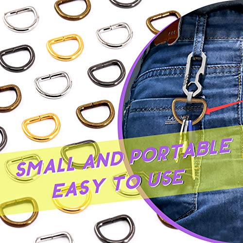 Swpeet 60Pcs Heavy Duty 1 Inch / 25mm Metal D Ring, Webbing Belts Buckle Metal Rings for for Belt Bags DIY Accessories Keychains Belts and Dog Leash - Sliver, Bronze, Gold, Gun-Black (Metal D Ring) - style: Metal D Ring