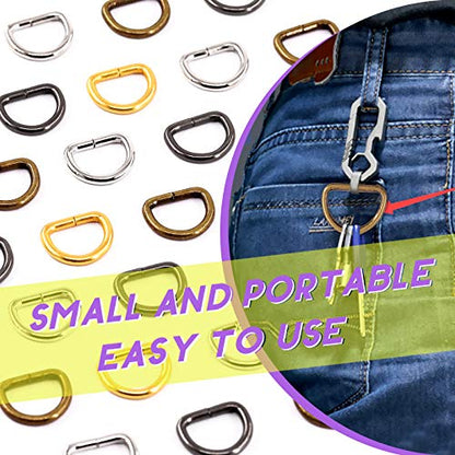 Swpeet 60Pcs Heavy Duty 1 Inch / 25mm Metal D Ring, Webbing Belts Buckle Metal Rings for for Belt Bags DIY Accessories Keychains Belts and Dog Leash - Sliver, Bronze, Gold, Gun-Black (Metal D Ring) - style: Metal D Ring