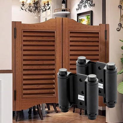 3" Double Action Spring Hinges, Self Closing Saloon Hinges, Black, 2 Pack - color: Matte Black