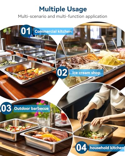 ZeroPone 6 Pack Hotel Pans 1/2 Size 2.5" Deep Steam Table Pan - color: 2.5 INCH, size: 1/2 SIZE
