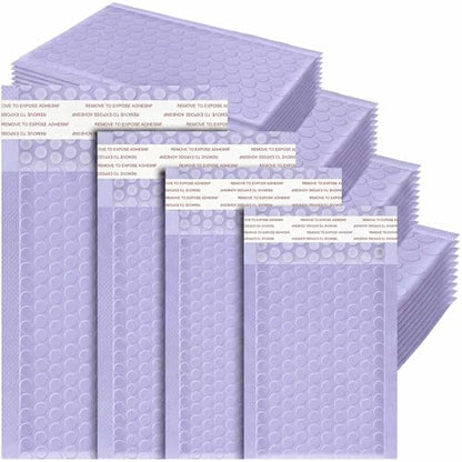 Henoyso 100 Pcs Purple Bubble Mailer 4 Sizes Adhesive Padded Envelopes - color: Purple