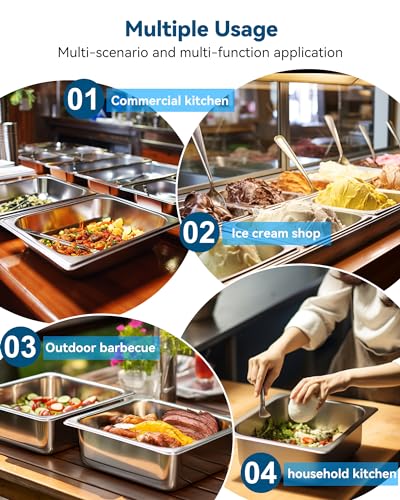 ZeroPone Hotel Pans with Lids, 4 Pack 1/2 Size 4" Deep - color: 4" Deep 4 Pack, size: 1/2 Size
