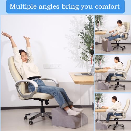 Foot Rest for Under Desk at Work.Multifunctional 3-Tier Foot Stool - color: Standard-light Grey