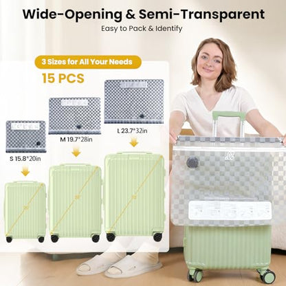Vacuum Storage Bags with Pump, 15PCS Space Saver Bags for Clothing Travel - size: 15 Combo Travel Size