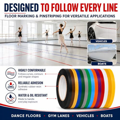 GGR Supplies CVT-536 Black Vinyl Floor Marking Tape, 1/4 x 36 Yards - color: Black, size: 1/4 in. x 36 yds.