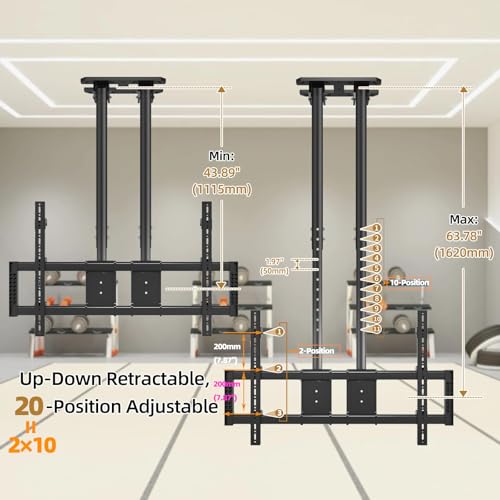 Ceiling TV Mount for 60-120 inch TV Hold 220 lbs, 20 Height Levels