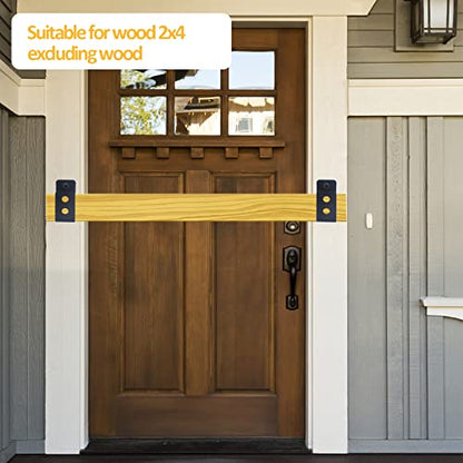 Door Barricade Brackets, 2 Pack 2x4 Door Barricade Brackets Door Security Barricade Brackets Bar Security Holder for Home, Barn, Shed, Garage, Gate to Security Door Reinforcement Fits 2x4 Bars, Black
