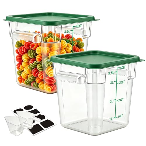 2 Pack 4QT Commercial Clear Food Storage Containers with Lid, NSF - color: Green, size: 4Qt-2 Pack