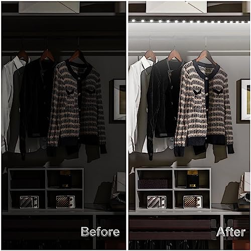 WOBANE Motion Sensor Closet Strip Lights, Rechargeable White LED Lighting - color: White, size: 2*6.56ft Black