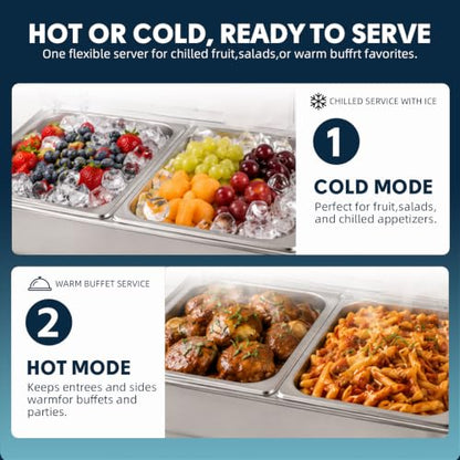 Electric Buffet Food Warmer with Touch Control, 2 * 4.5QT Half Size Stainless Steel Chafing Dish with Roll Top Lid for Catering and Events - size: 608-Dual Pan