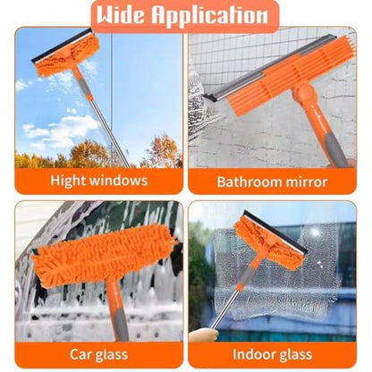 2-in-1 Window Cleaner Tool, 68'' Squeegee for Window Cleaning - color: Orange