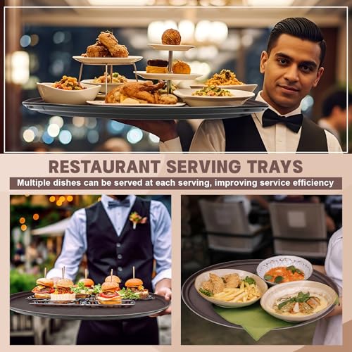 Gerrii 2 Pack Large Oval Restaurant Serving Trays, 24 x 29, Brown - color: Brown, size: 24x29