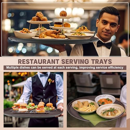 Gerrii 2 Pack Large Oval Restaurant Serving Trays, 24 x 29, Brown - color: Brown, size: 24x29