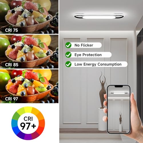 3Ft Smart LED Ceiling Lighting,50W High Brightness Linear Flush Mount Light Fixture,36.2" Dimmable Led Ceiling Lamp with Remote Control for Kitchen,Garage,Hallway,Laundry,Study Room. - color: Dimmable (3000K -6500K), size: 3FT (36.2 Inch / 92cm)