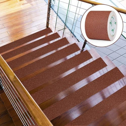 BOMEI PACK Anti Slip Traction Tape, 4 Inch x 16 Foot - Best Grip, Friction, Abrasive Adhesive for Stairs, Tread Step, Indoor, Outdoor (4" X 16') (Brown) - color: Brown