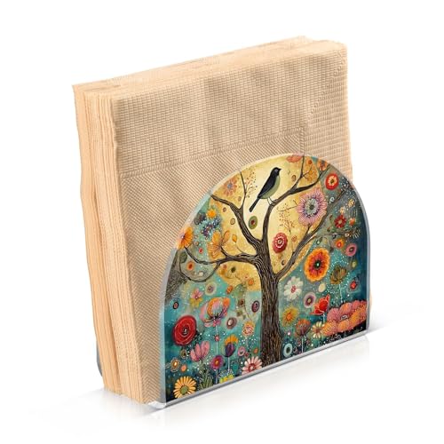 Tree of Life Napkin Holder for Table Acrylic Tissue Dispenser - color: Tree of Life
